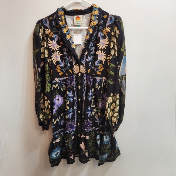 Farm Rio Winter Garden Mini Dress Size Medium - Picture 4 of 12